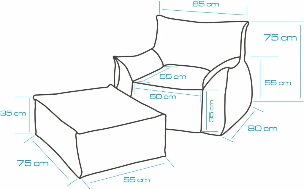 Karrige një vend me pouffe, ngjyrë gri e çelët, Atelier del Sofa, Notre Set - 12