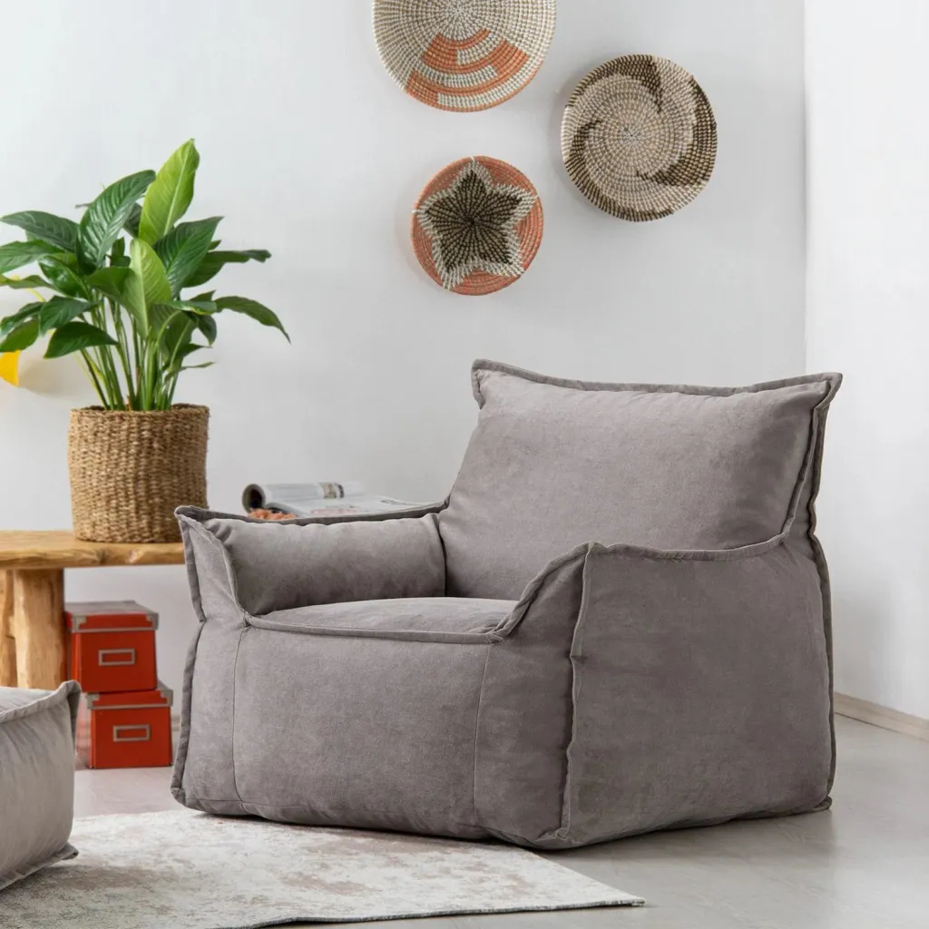 Karrige një vend me pouffe, ngjyrë gri e çelët, Atelier del Sofa, Notre Set - 3