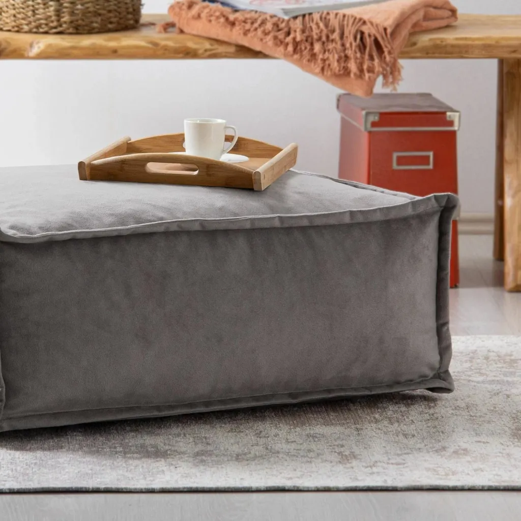 Karrige një vend me pouffe, ngjyrë gri e çelët, Atelier del Sofa, Notre Set - 6