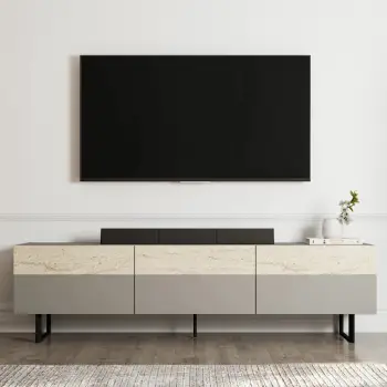 Komodë TV Skye Decor, ngjyrë gri, travertin