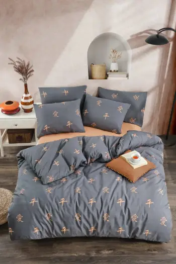 Set mbulesë kuveri për një person, ngjyrë antracit dhe portokalli, L'essentiel, Zen