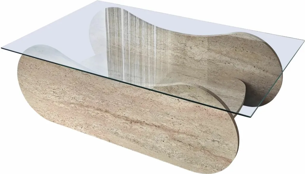 Tavolinë kafeje Skye Decor, Brise - Travertin, Transparent - 7
