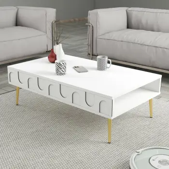 Tavolinë kafeje Skye Decor, Lyon 33, e bardhë dhe ari