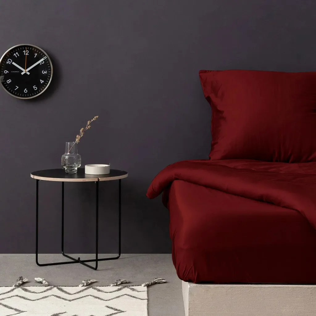 Çarçaf i vetëm fitted, satin, ngjyrë maron, L'essentiel - 1