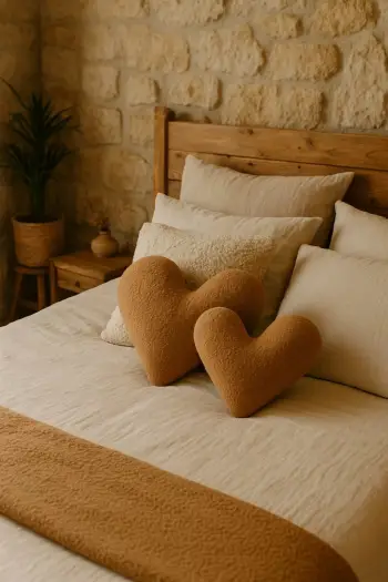 Jastëk dekorativ zemër, teddy, ngjyrë kafe, i vogël