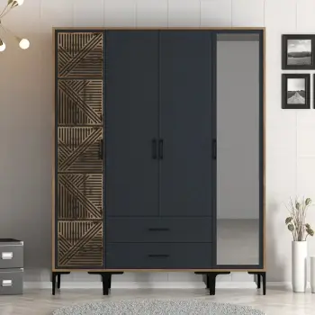 Dollap garderobe Skye Decor, ngjyrë arre, antracit, Kumsal PTR