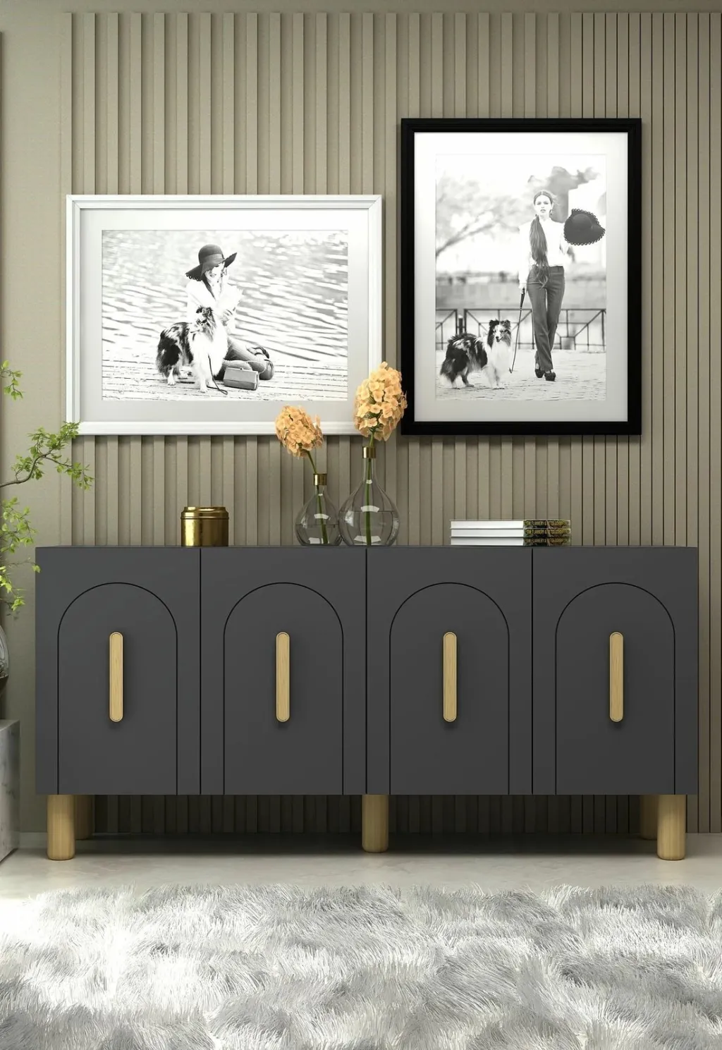 Konsol Skye Decor, ngjyrë antracit, lisi safir - 1