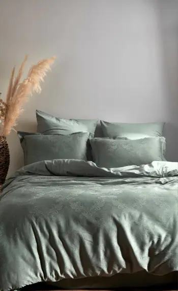 Set mbulesë për jorgan dopio, satin, L'essentiel, Hoten, ngjyrë e gjelbër
