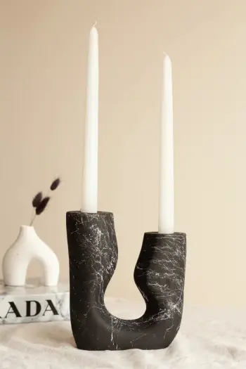 Set qirinjësh (3 copë), Evila Originals, asimetrik, ngjyrë mermeri të zi