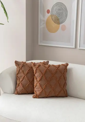 Set mbulesash për jastëkë (2 copë), Evila Originals, Tuffet, ngjyrë kafe, 43x43cm