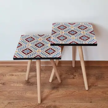 Set tavolinash ndihmëse, dy pjesë, dizajn shumëngjyrësh, Skye Decor, 2Shp36
