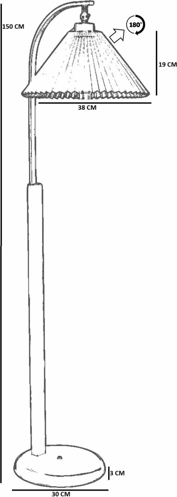 Llambë dyshemeje Opviq, e zezë dhe arre, 8953-2, 150cm - 4