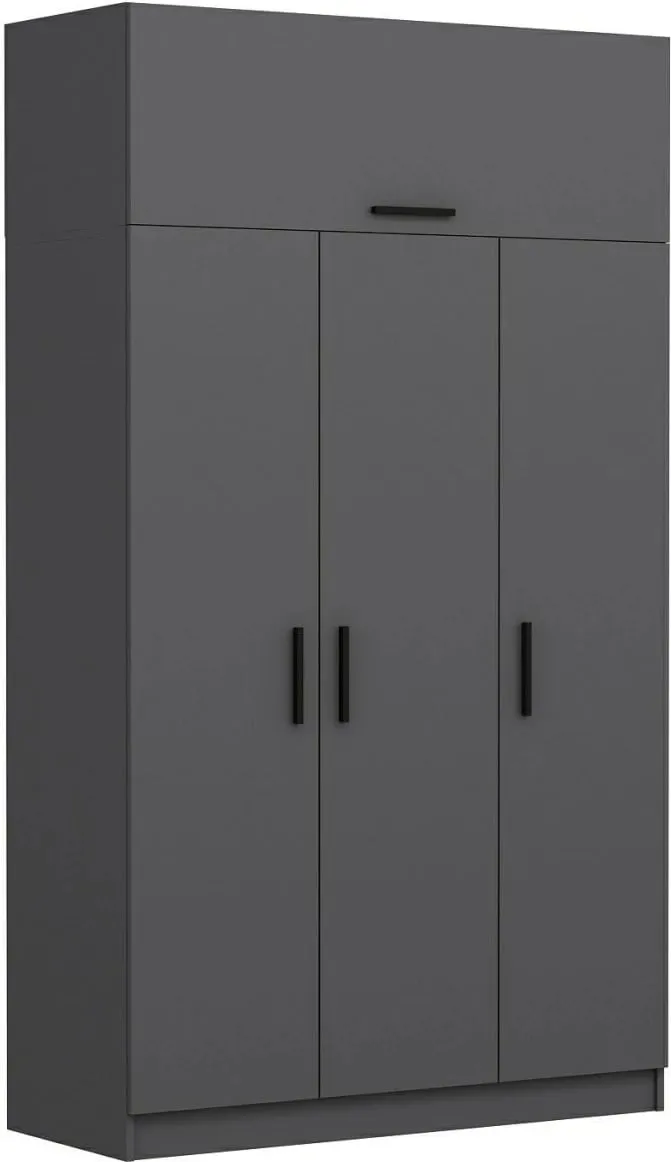 Dollap garderobe Skye Decor, 3 kapakë, 2 sirtarë, anthracite, 255cm - 4