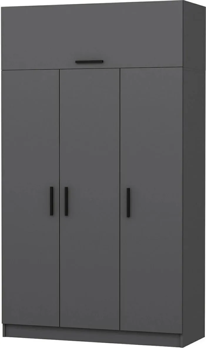Dollap garderobe Skye Decor, 3 kapakë, 2 sirtarë, anthracite, 255cm - 6
