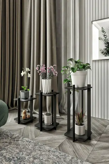 Stendë druri për lule, ngjyrë e zezë, Skye Decor