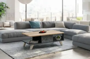 Tavolinë kafeje Skye Decor, ngjyrë lis dhe mermer, Sumer O2030