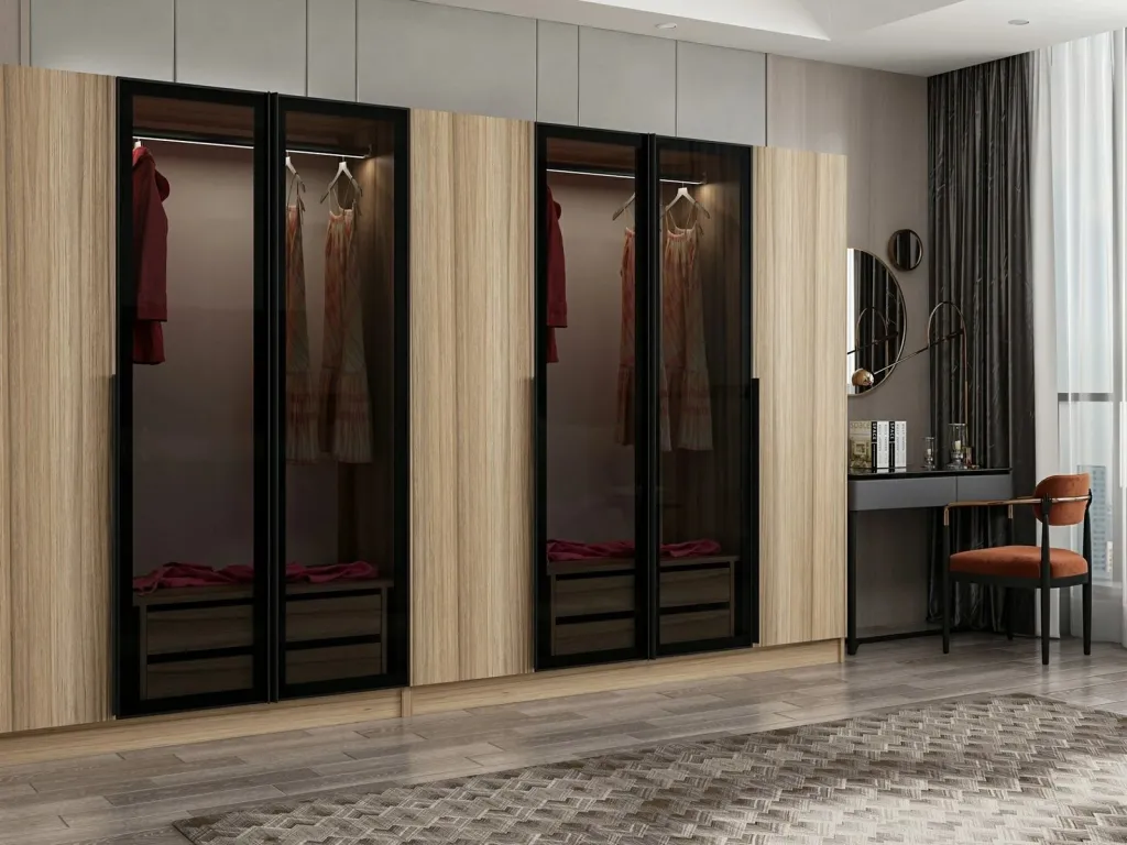 Dollap garderobe Skye Decor, ngjyrë fume dhe lis, Kale Plus - 7823 - 1