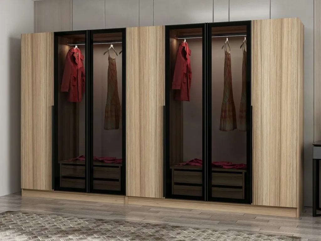 Dollap garderobe Skye Decor, ngjyrë fume dhe lis, Kale Plus - 7823 - 3