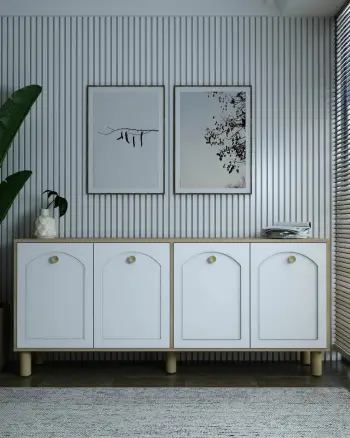 Konsolë Skye Decor, model i thjeshtë KX180 Bohem, ngjyrë lis safir dhe e bardhë