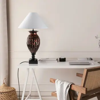 Llambë tavoline Opviq, ELEGANZE-5305, kafe dhe e bardhë