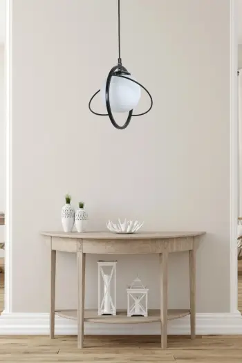 Llambë tavani Opviq, 8773-1, trup metalik, e zezë dhe e bardhë, diametër 25cm, lartësi 70cm