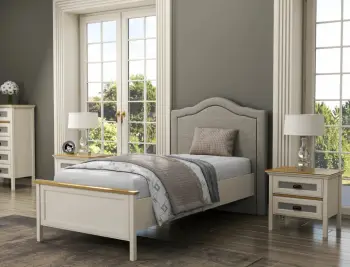 Krevat teke Skye Decor, krem, lis, gri, FRN-21018