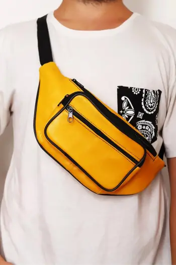 Çantë beli prej lëkure, ngjyrë e verdhë, USASJCKKTN0001
