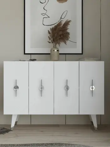 Konsol Skye Decor, ngjyrë argjendi dhe e bardhë, Quart Ramada