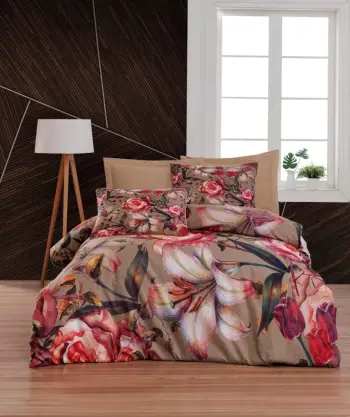 Set mbulesë për jorgan dopio, L'essentiel, 470, ngjyrë kafe, e kuqe, rozë, e gjelbër