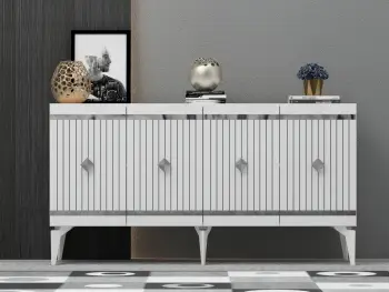 Konsol Skye Decor Lenora, e bardhë, argjend