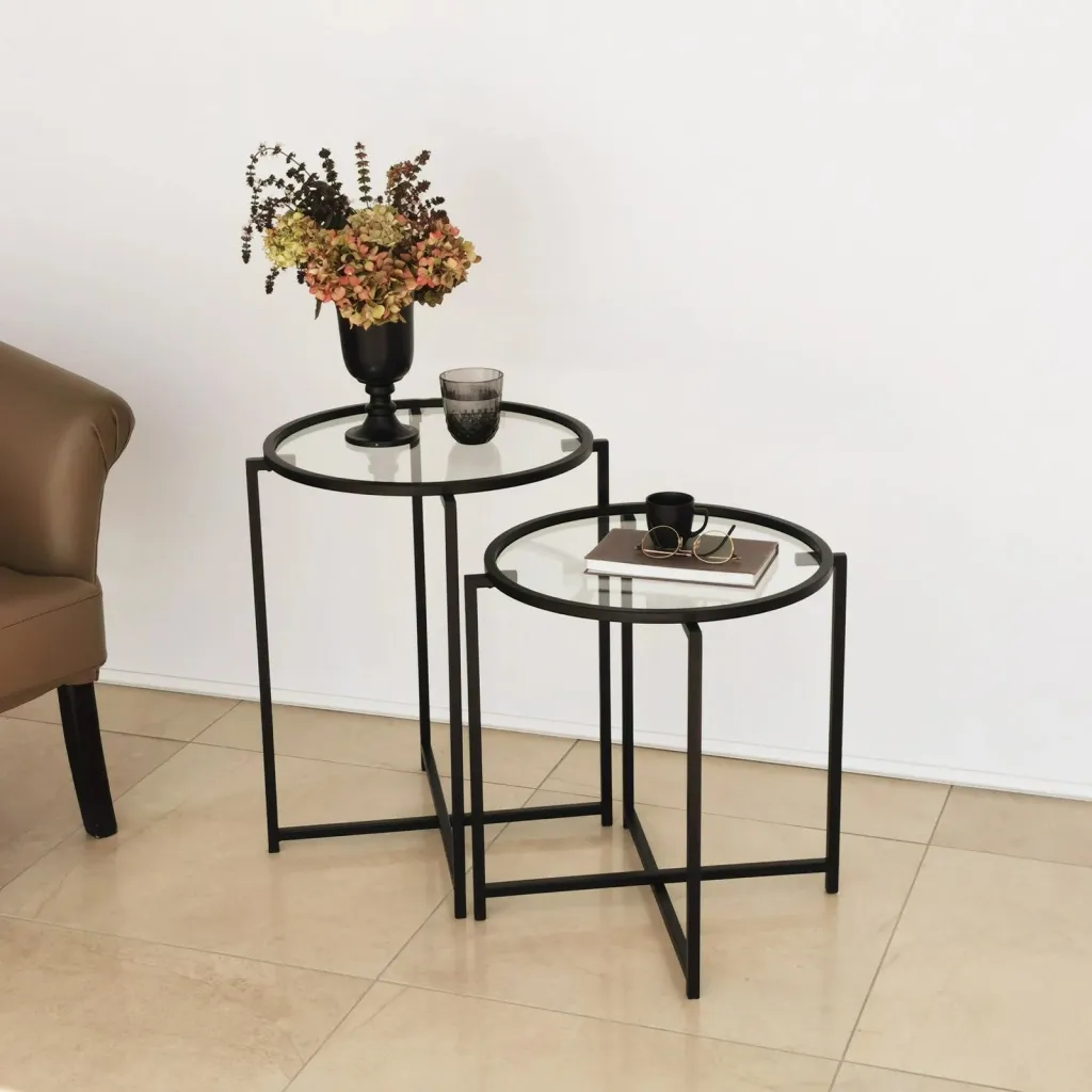 Set tavolinash anësore Skye Decor, S412, ngjyrë e zezë - 1