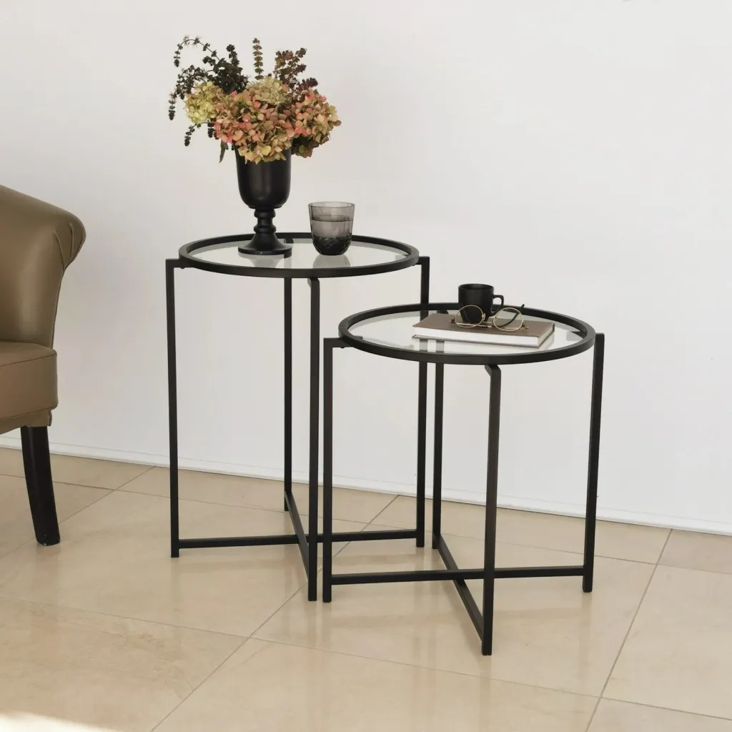 Set tavolinash anësore Skye Decor, S412, ngjyrë e zezë - 7