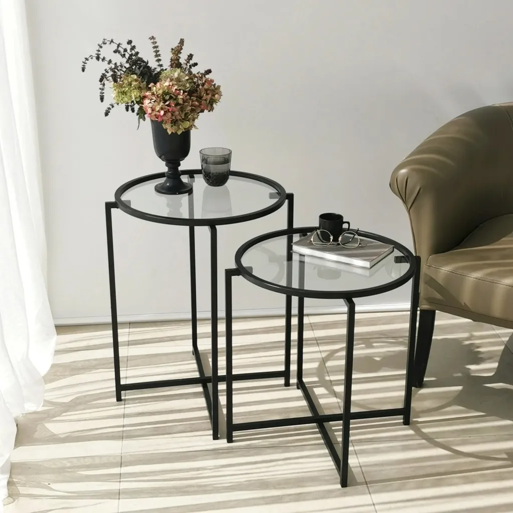 Set tavolinash anësore Skye Decor, S412, ngjyrë e zezë - 8