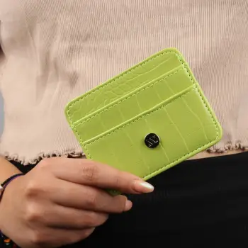Portofol prej lëkure, mbajtës kartelash, ngjyrë fistik, Zoozie Bags, 2446