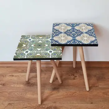 Set tavolinash të mbivendosura, Skye Decor, 2 copë, jeshile