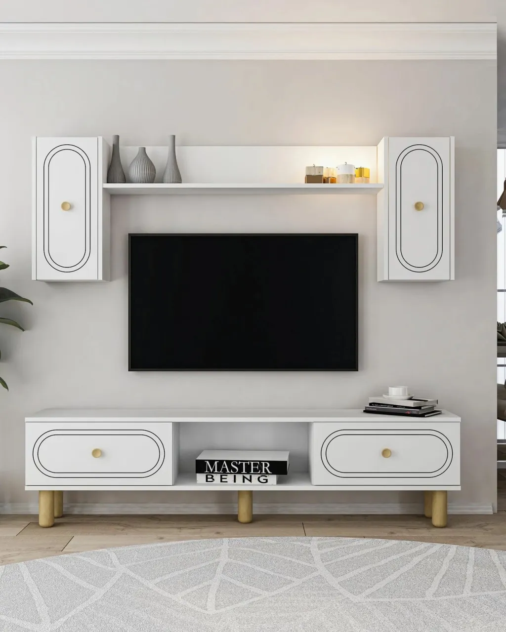 Njësi TV Skye Decor, ngjyrë e bardhë, Polen Bohem - 1