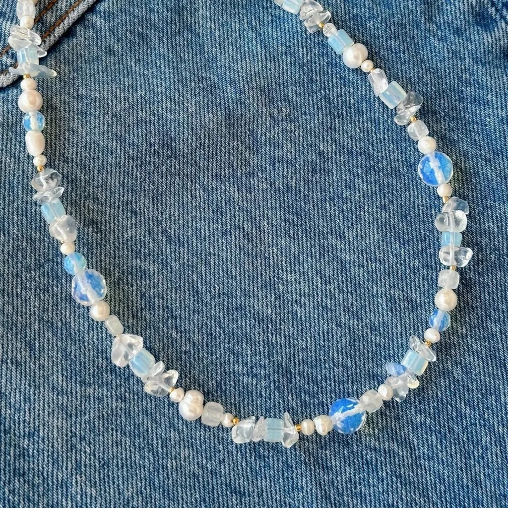 Qafore prej çeliku Jumeon, gurë natyralë, Moonstone - 1