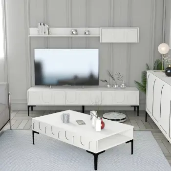 Set mobiljesh për dhomë dite Skye Decor, Lyon 3, e bardhë, e zezë
