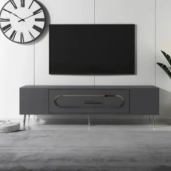 Komodë TV Skye Decor, antracit, argjend
