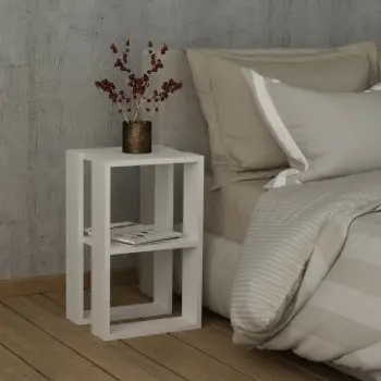Komodin dy-katësh, ngjyrë e bardhë, Skye Decor, Lonie
