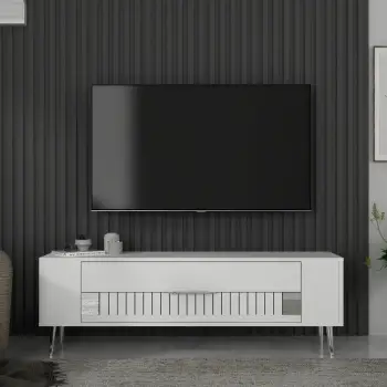 Komodë TV Skye Decor, Retrolp4, e bardhë, argjend