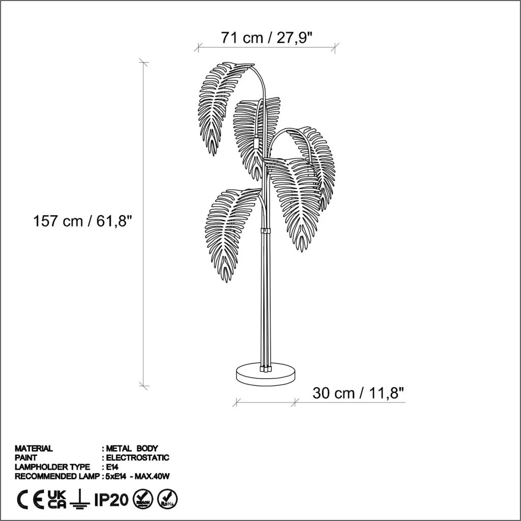 Llambë dyshemeje Opviq, Palm 13920, e zezë, e gjelbër - 7
