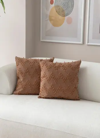 Set mbulesash jastëku (2 copë), Evila Originals, Tuffet, ngjyrë kafe, 43x43cm
