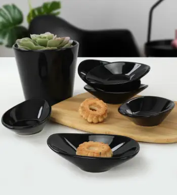 Set tasash për salcë, qeramike, 6 copë, ngjyrë e zezë, Hermia Concept, ST511006F650A000000MAYD200