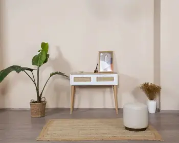 Komodë Skye Decor, stil bohem, e bardhë dhe lis