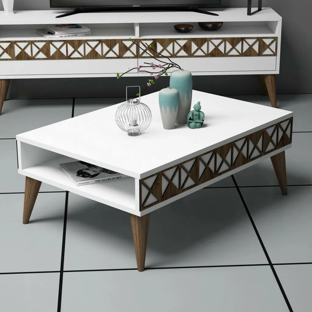 Tavolinë e ulët Skye Decor, Line, ngjyrë e bardhë - 1