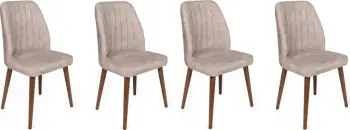 Set karrigash (4 copë), Skye Decor, Alfa-465 V4, kadife ngjyrë mink, këmbë dru arrë