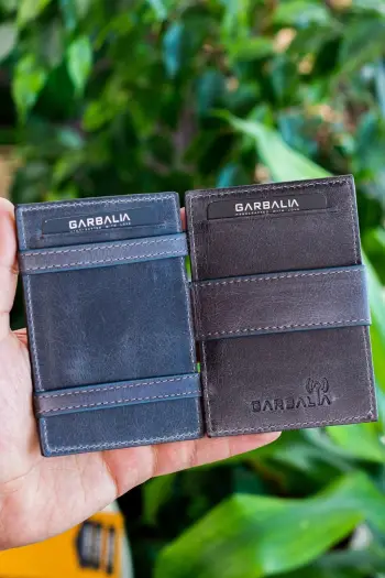 Mbajtës kartelash Zoozie Bags, lëkurë natyrale, gri ose kafe, me RFID