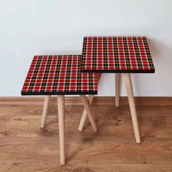 Set tavolinash ndihmëse, dy copë, Skye Decor, 2Shp246, ngjyrë e kuqe, e zezë, e verdhë