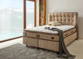 Dyshek luksoz Majesty, Skye Decor, 180x200 cm, i butë, ngjyrë e bardhë dhe kafe